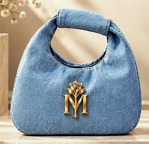 Denim IM Signature Handbag in Light Wash Indigo